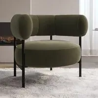 Curved Accent Chair - Green, Velvet