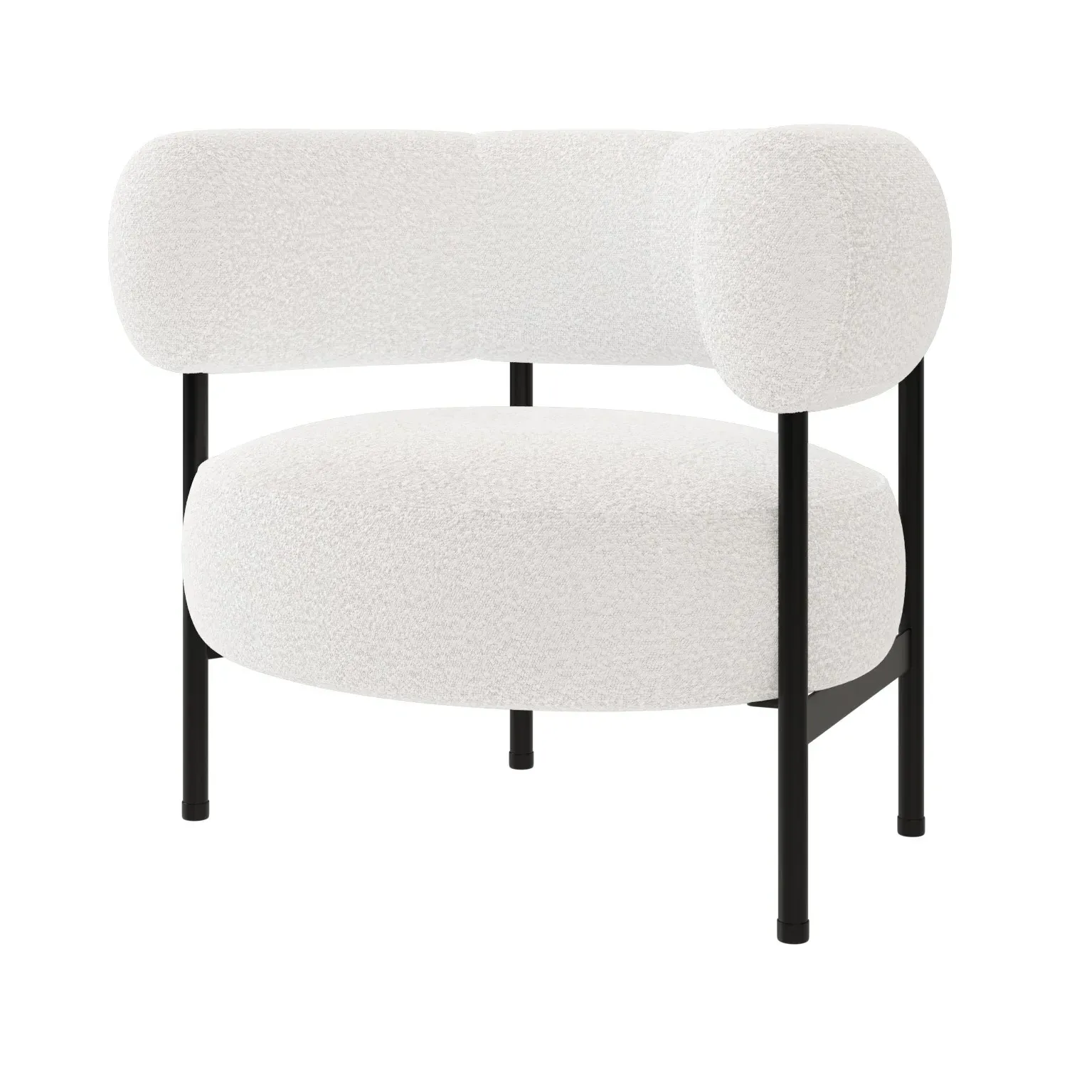 Curved Armchair - Cream, Boucle