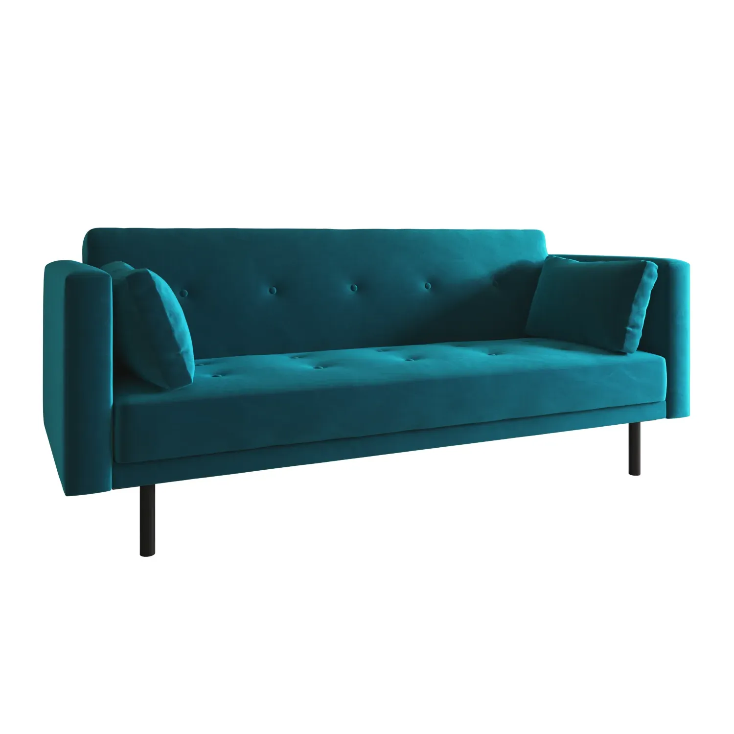 3-Seater Sofa Bed with Click Clack - Teal, Velvet