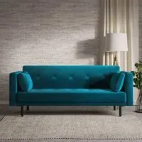 3-Seater Sofa Bed with Click Clack - Teal, Velvet