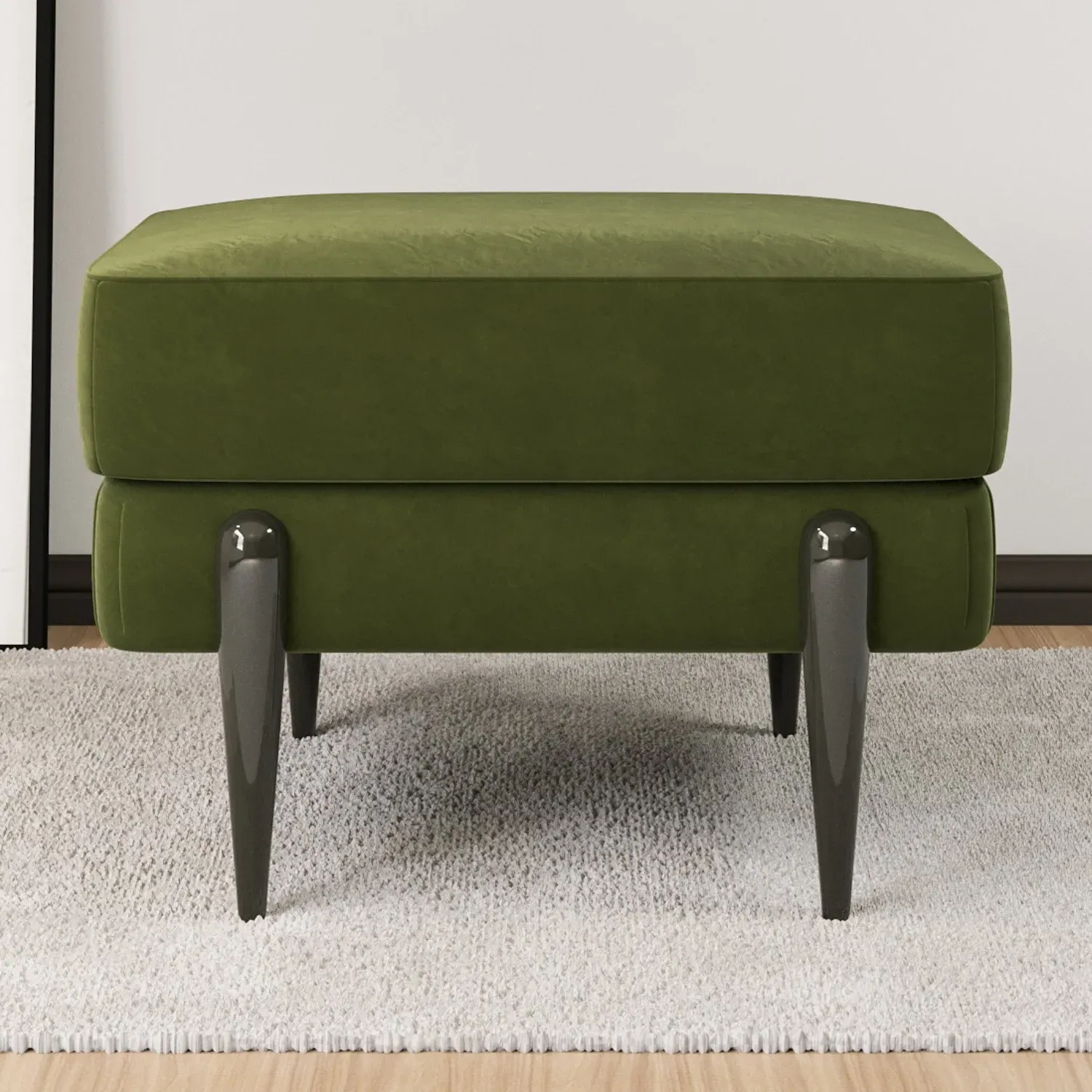 3-Seater Sofa Set with Footstool - Green, Velvet