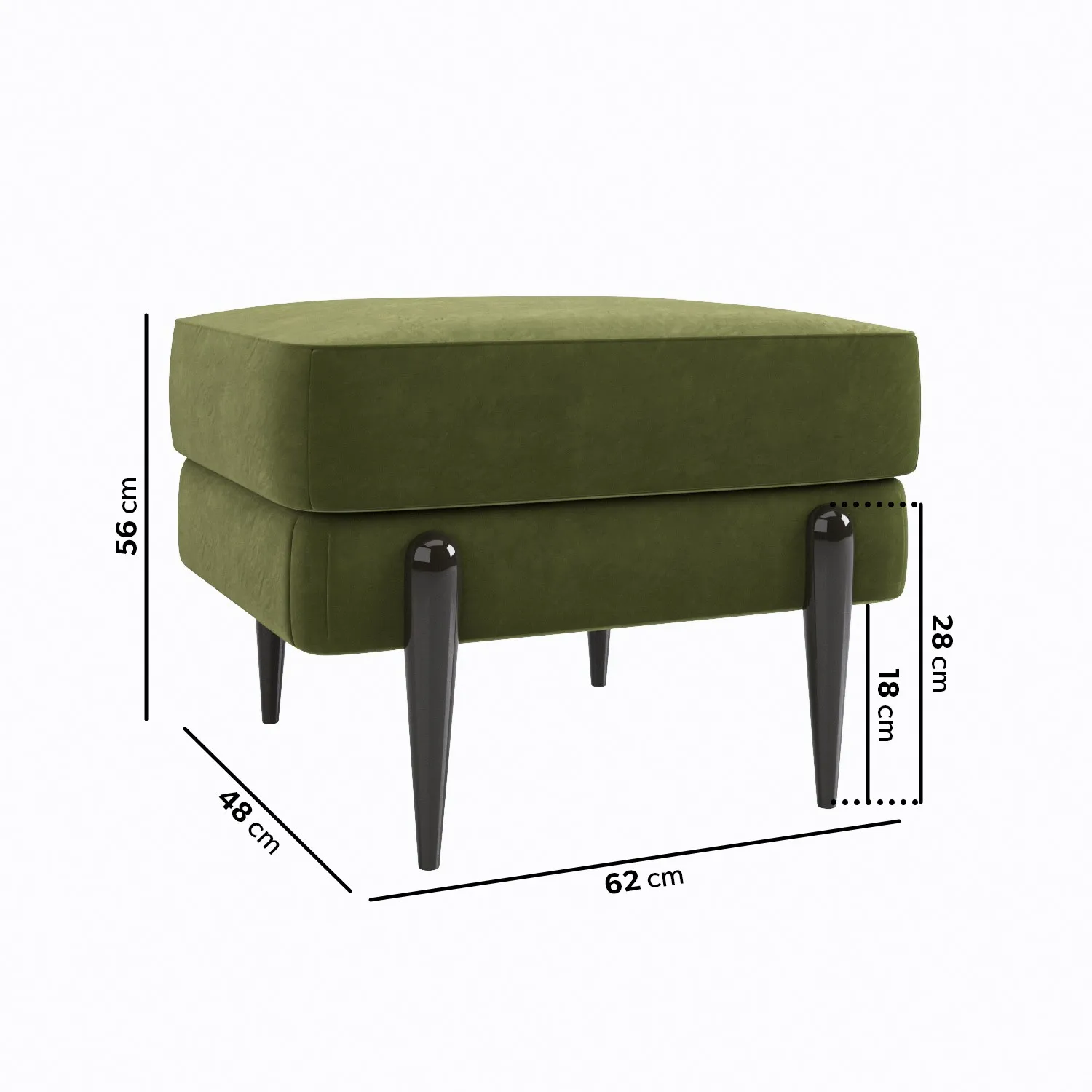 3-Seater Sofa Set with Footstool - Green, Velvet