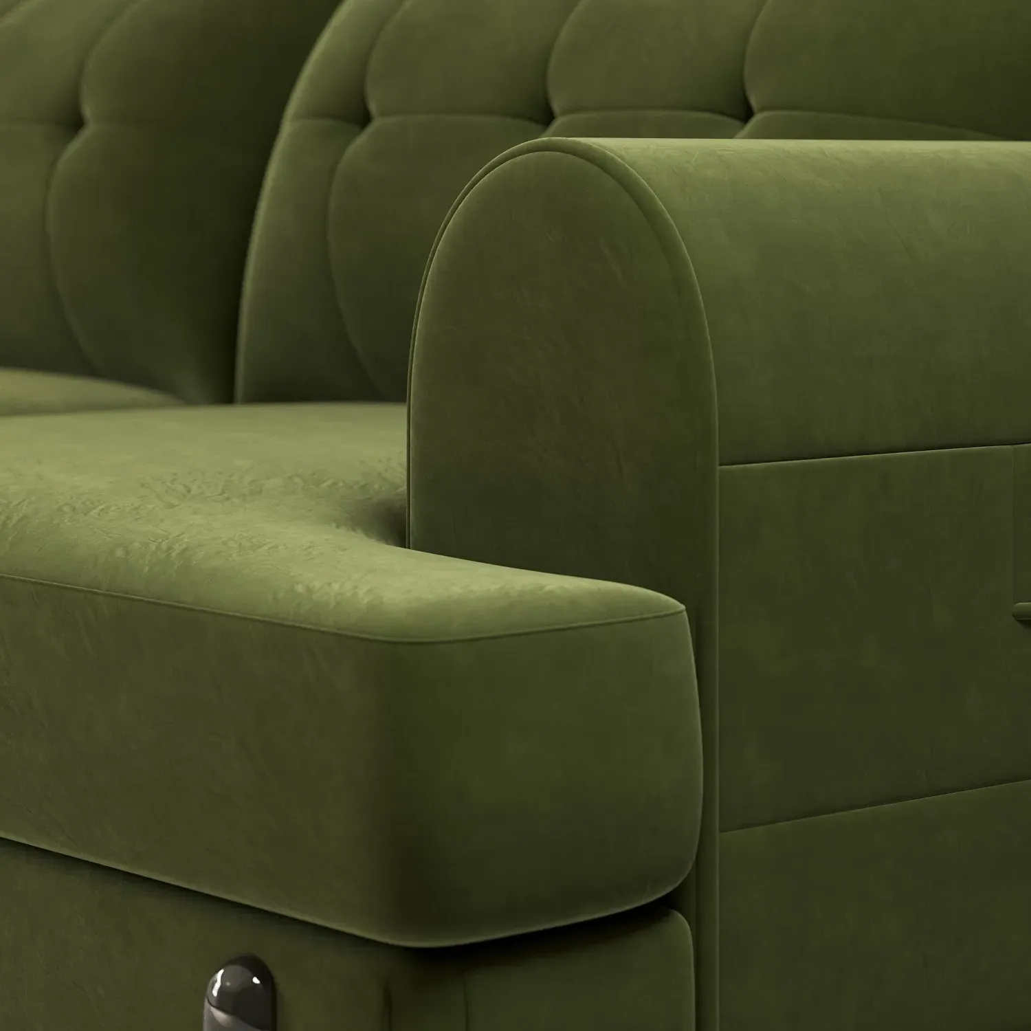 3-Seater Sofa with Quilted Back - Green, Velvet