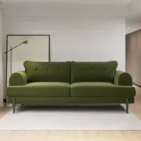 3-Seater Sofa with Quilted Back - Green, Velvet