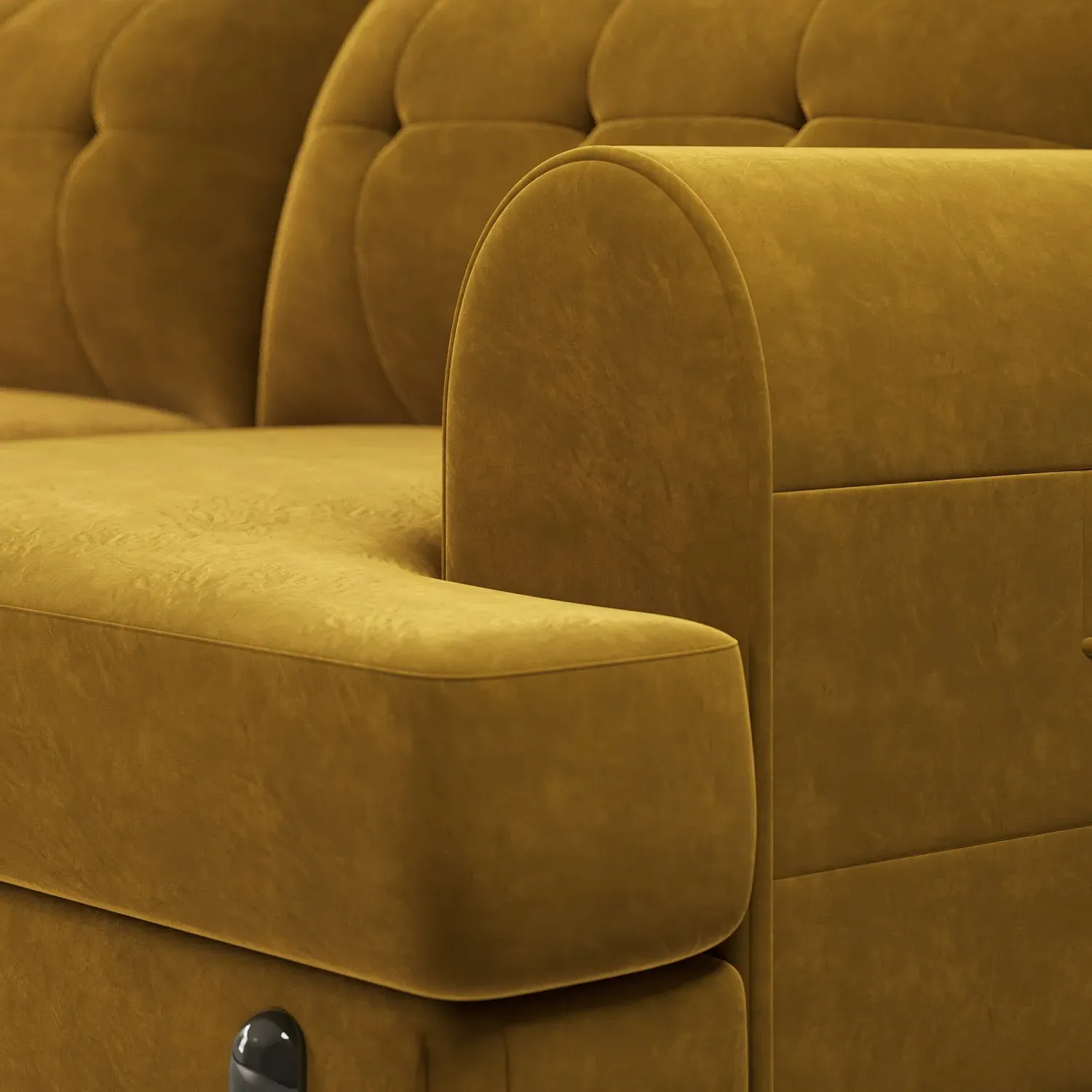 3-Seater Sofa with Quilted Back - Yellow, Velvet