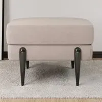 Small Footstool with Metal Legs - Beige, Fabric