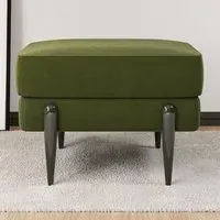 Small Footstool with Metal Legs - Green, Velvet