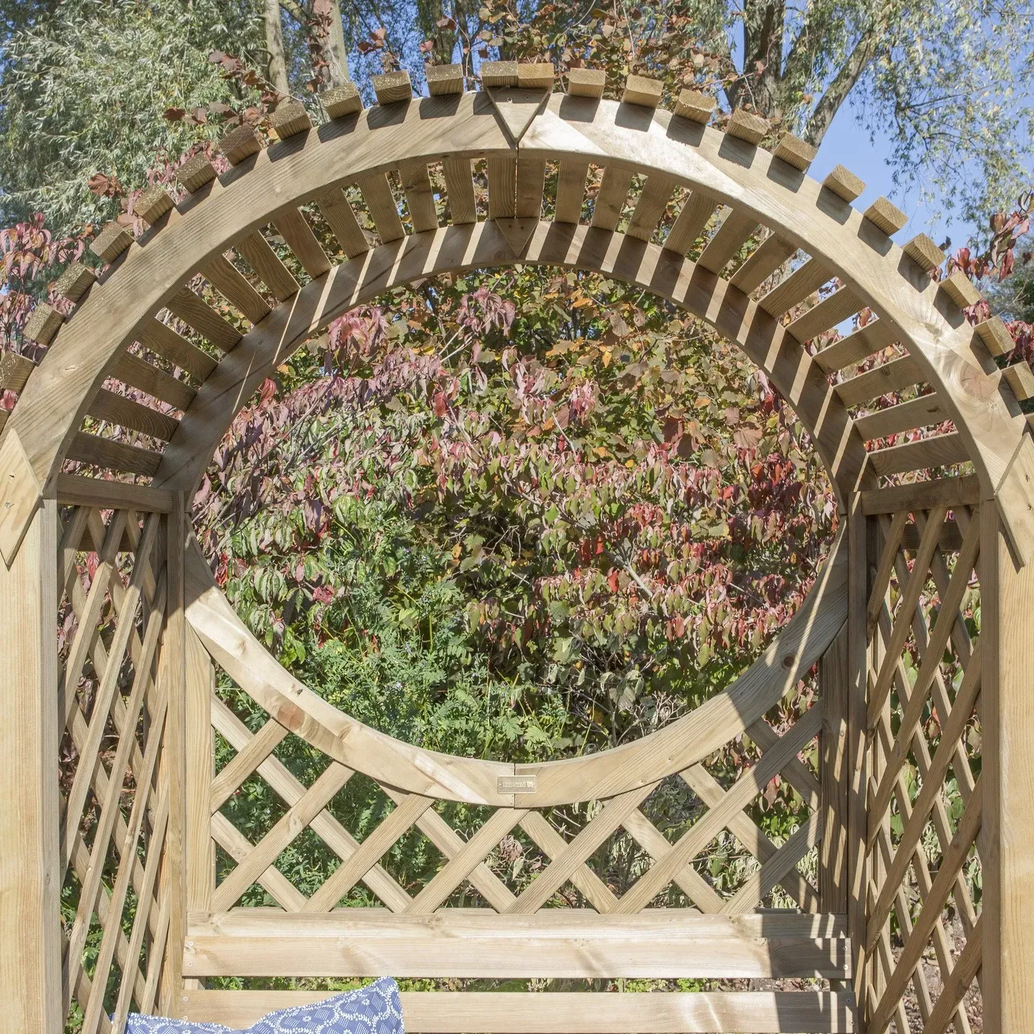 2-Seater Garden Arbour with Lattice - Beige Wood