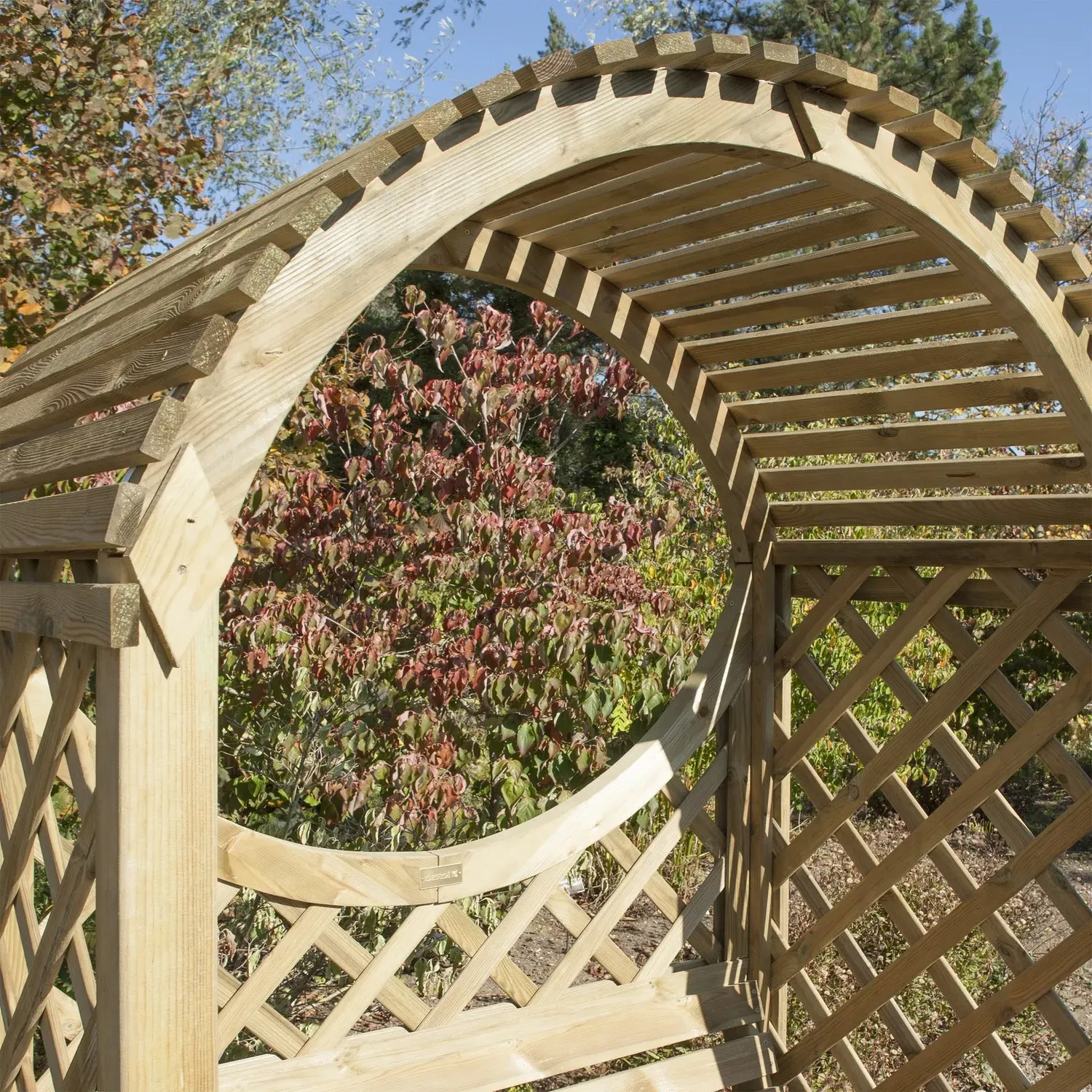 2-Seater Garden Arbour with Lattice - Beige Wood