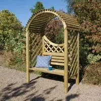 2-Seater Garden Arbour with Lattice - Beige Wood