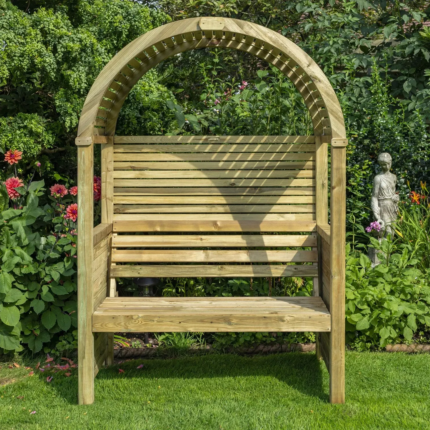 2-Seater Garden Arbour with Slats - Grey, Wood