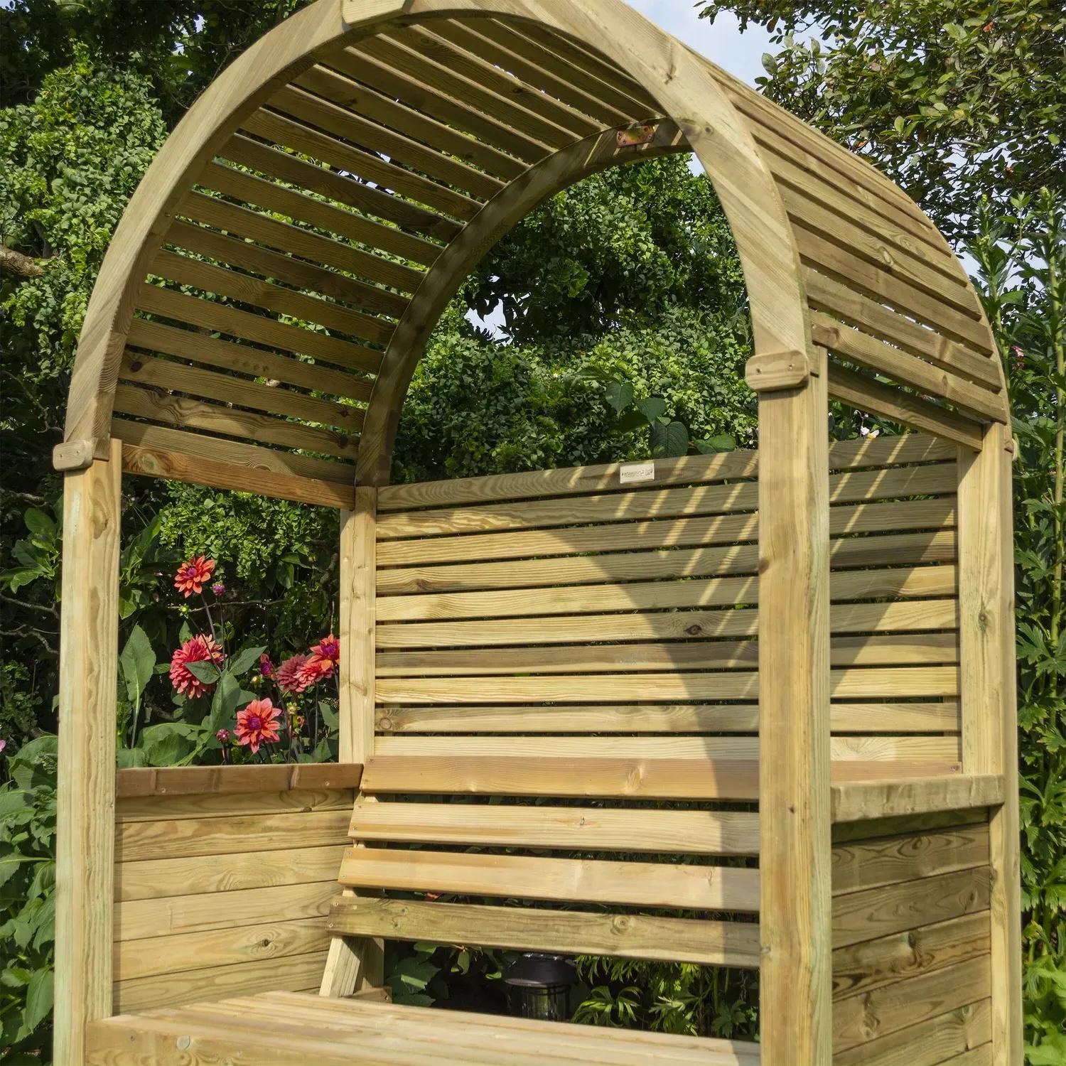 2-Seater Garden Arbour with Slats - Grey, Wood