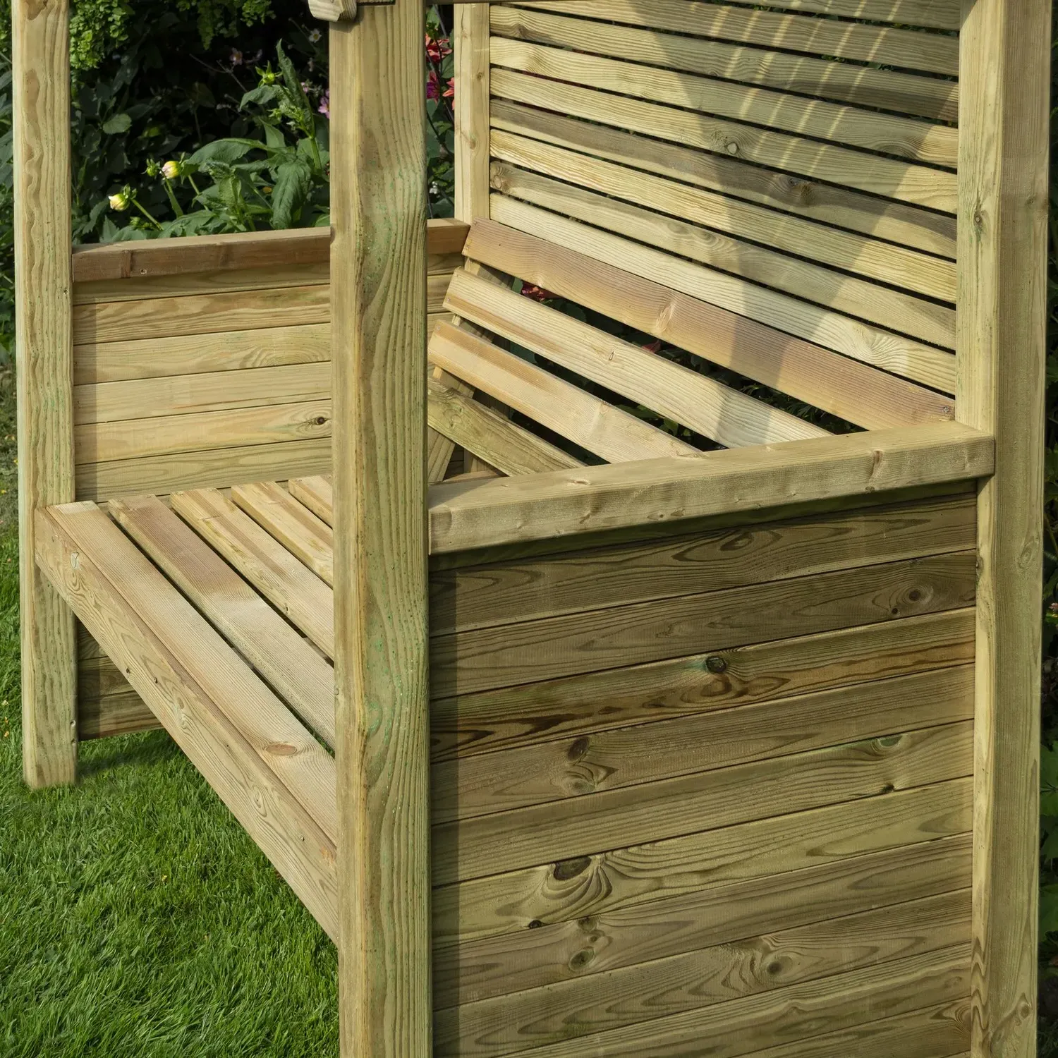2-Seater Garden Arbour with Slats - Grey, Wood