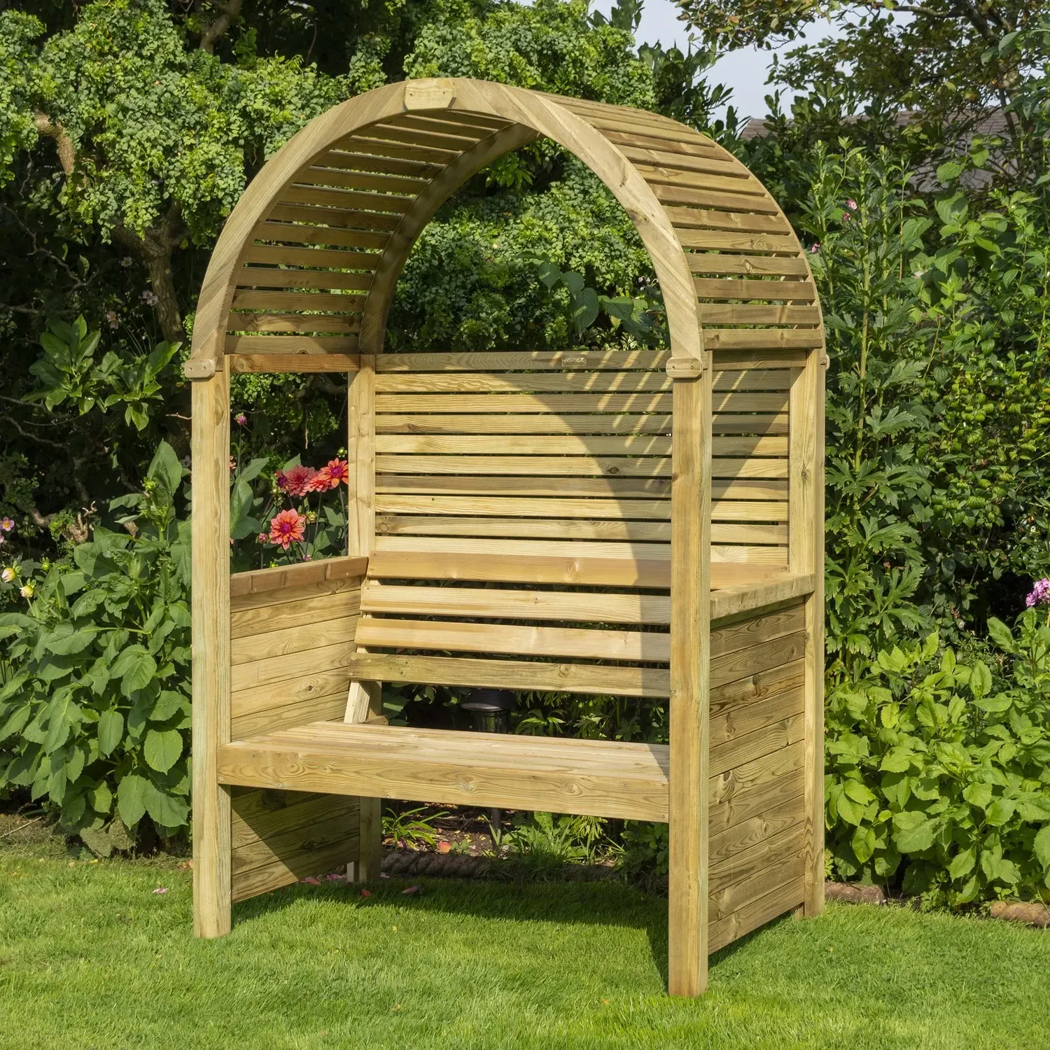 2-Seater Garden Arbour with Slats - Grey, Wood image