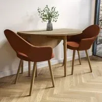 2-Seater Drop Leaf Table Set with Chairs - Oak