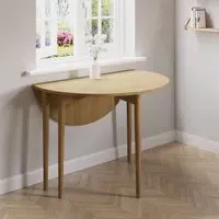 Round Drop Leaf Dining Table - Brown, Oak