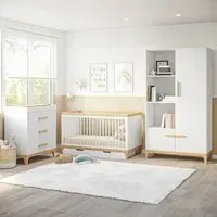3-Piece Nursery Set with Storage - White, Pine