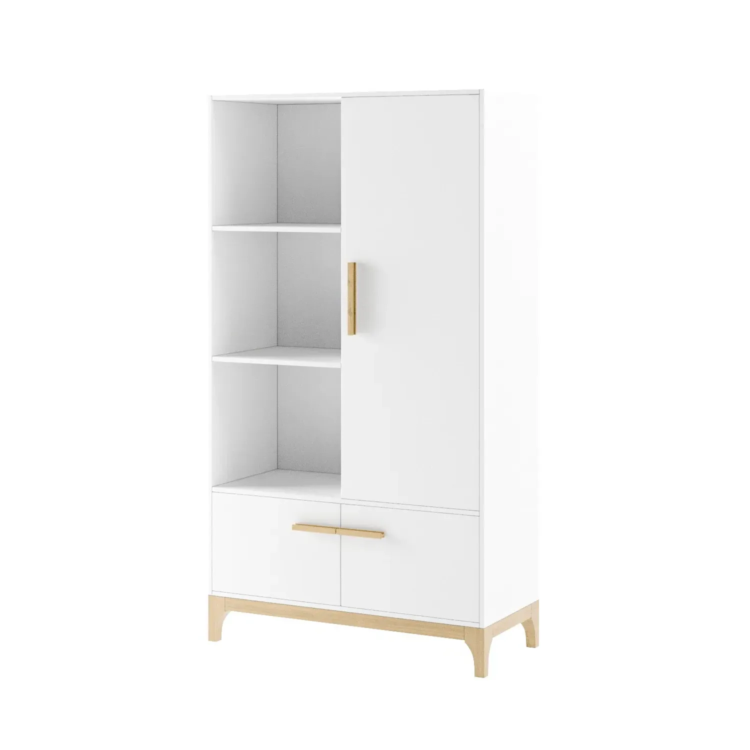 Nursery Wardrobe with Shelves - White, Pine