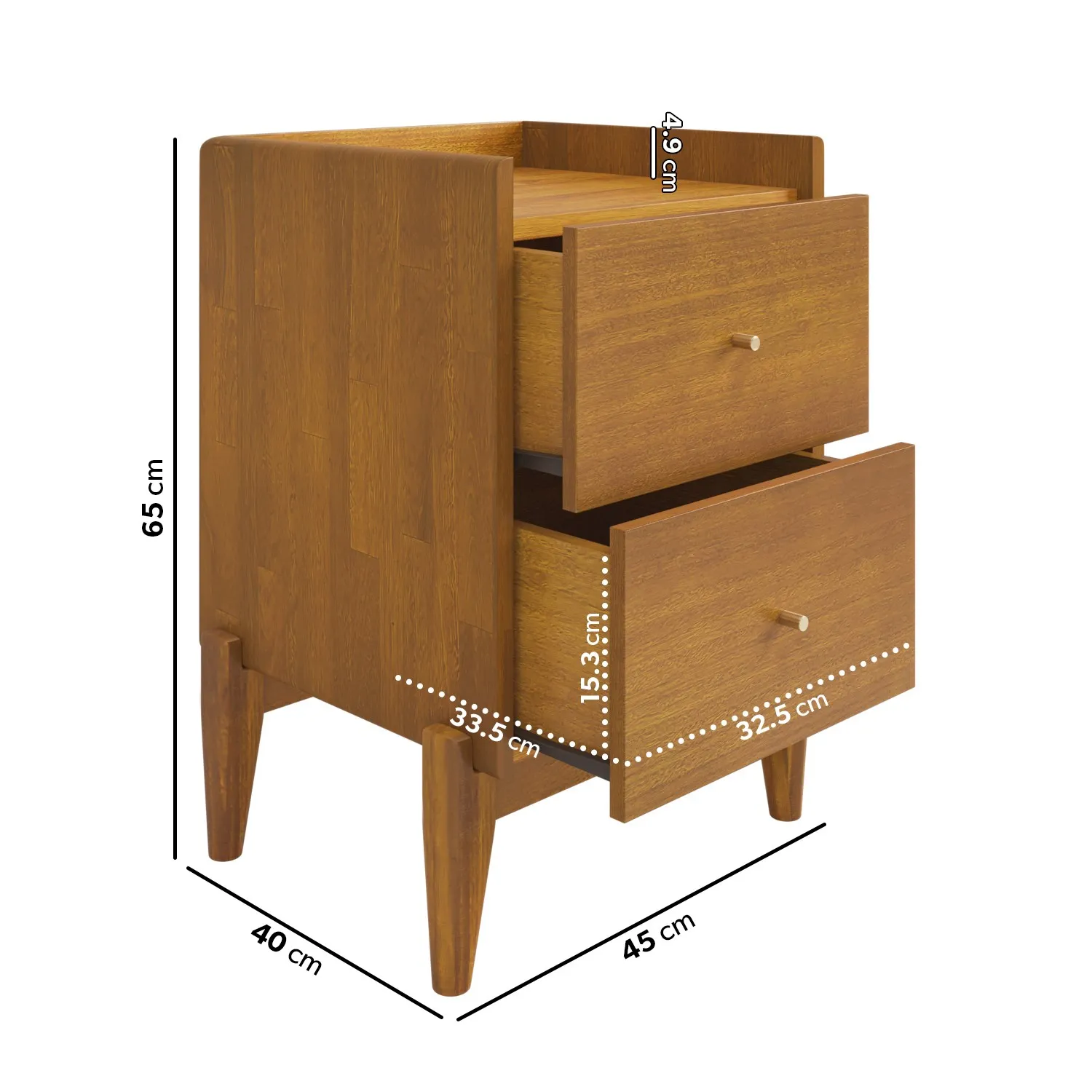 2-Drawer Bedside Table - Wood, Eucalyptus
