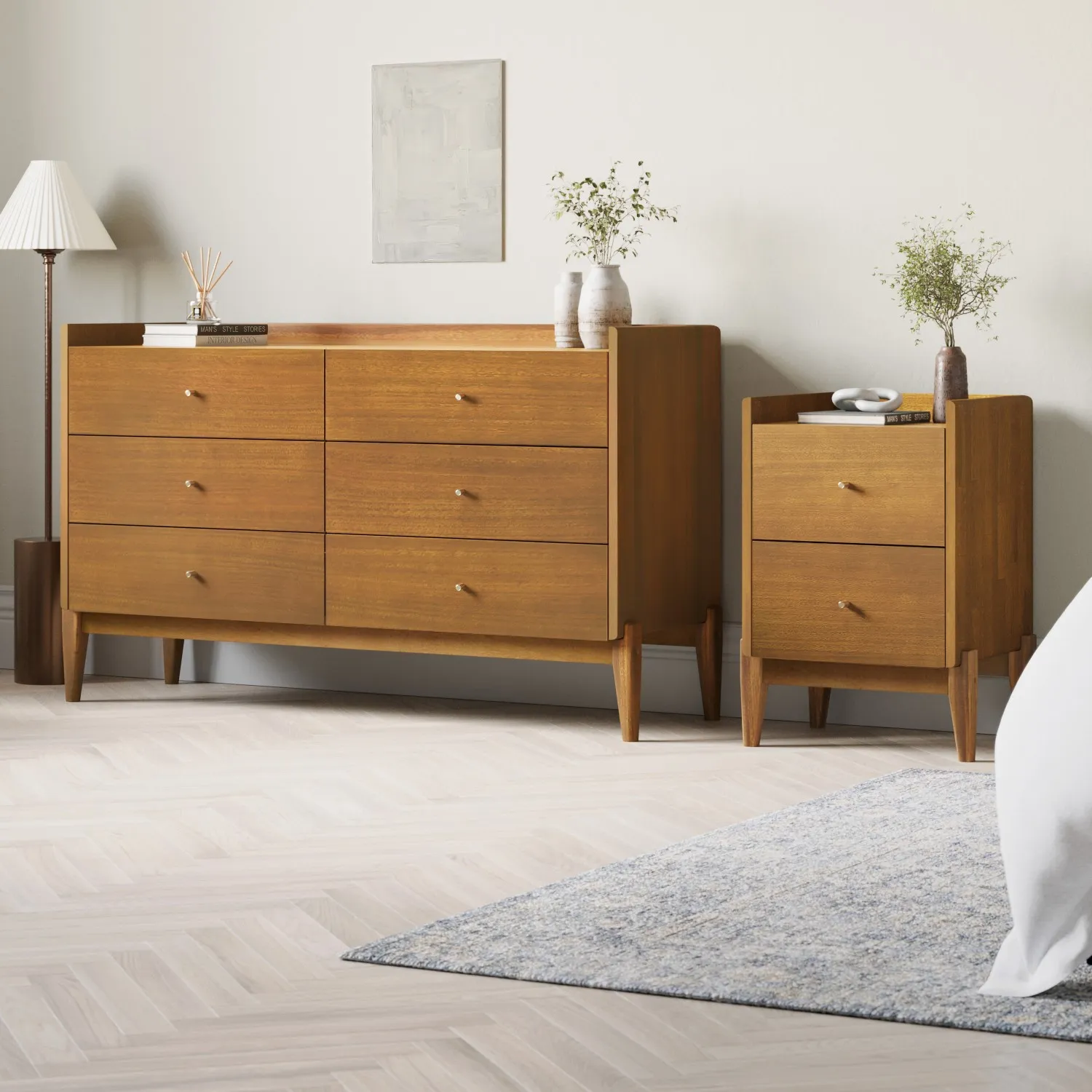 2-Drawer Bedside Table - Wood, Eucalyptus