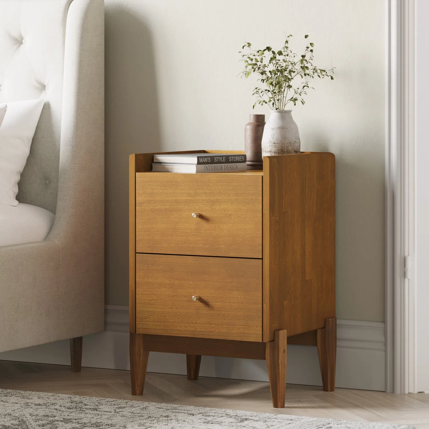 2-Drawer Bedside Table - Wood, Eucalyptus image