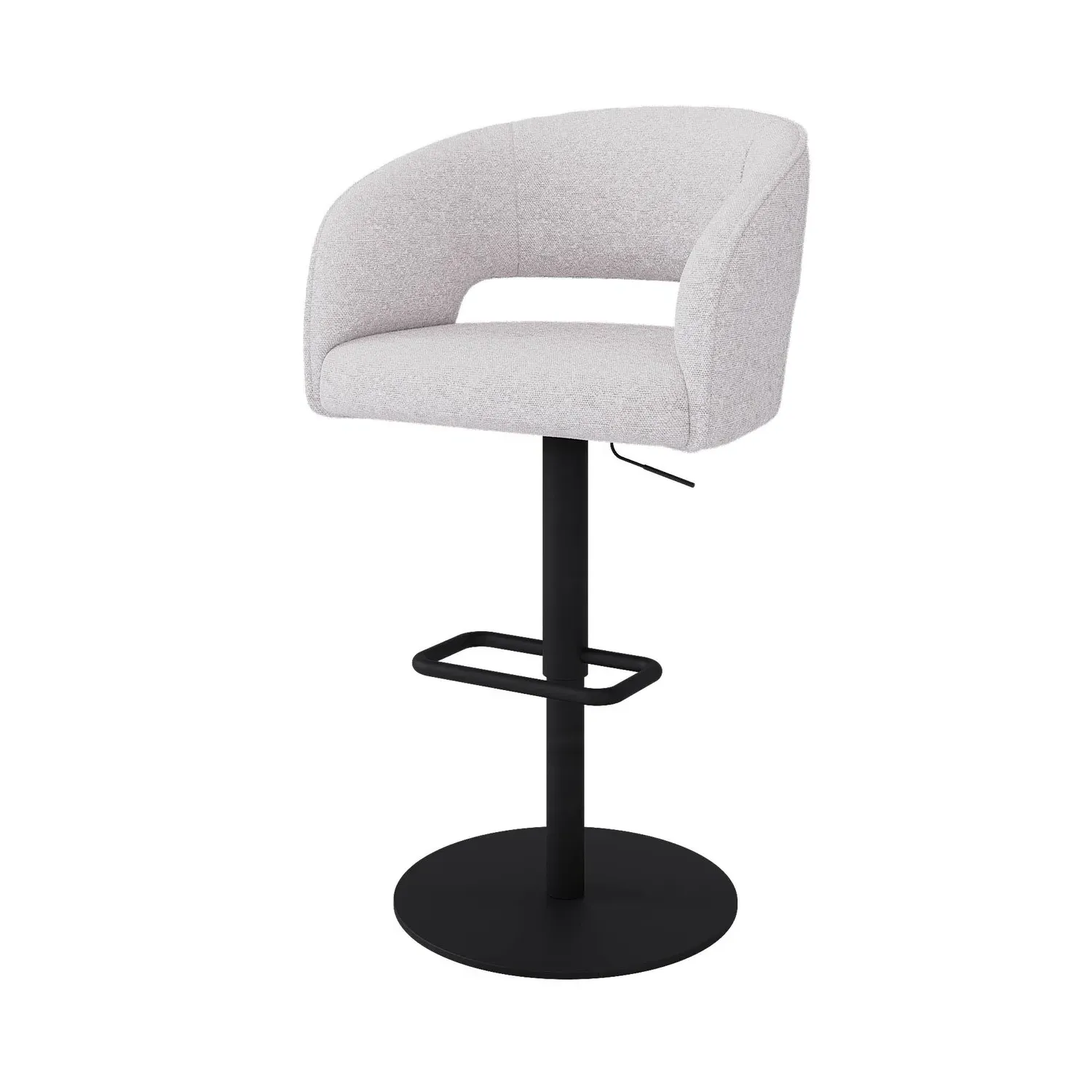 Curved Adjustable Swivel Bar Stool - Beige, Boucle