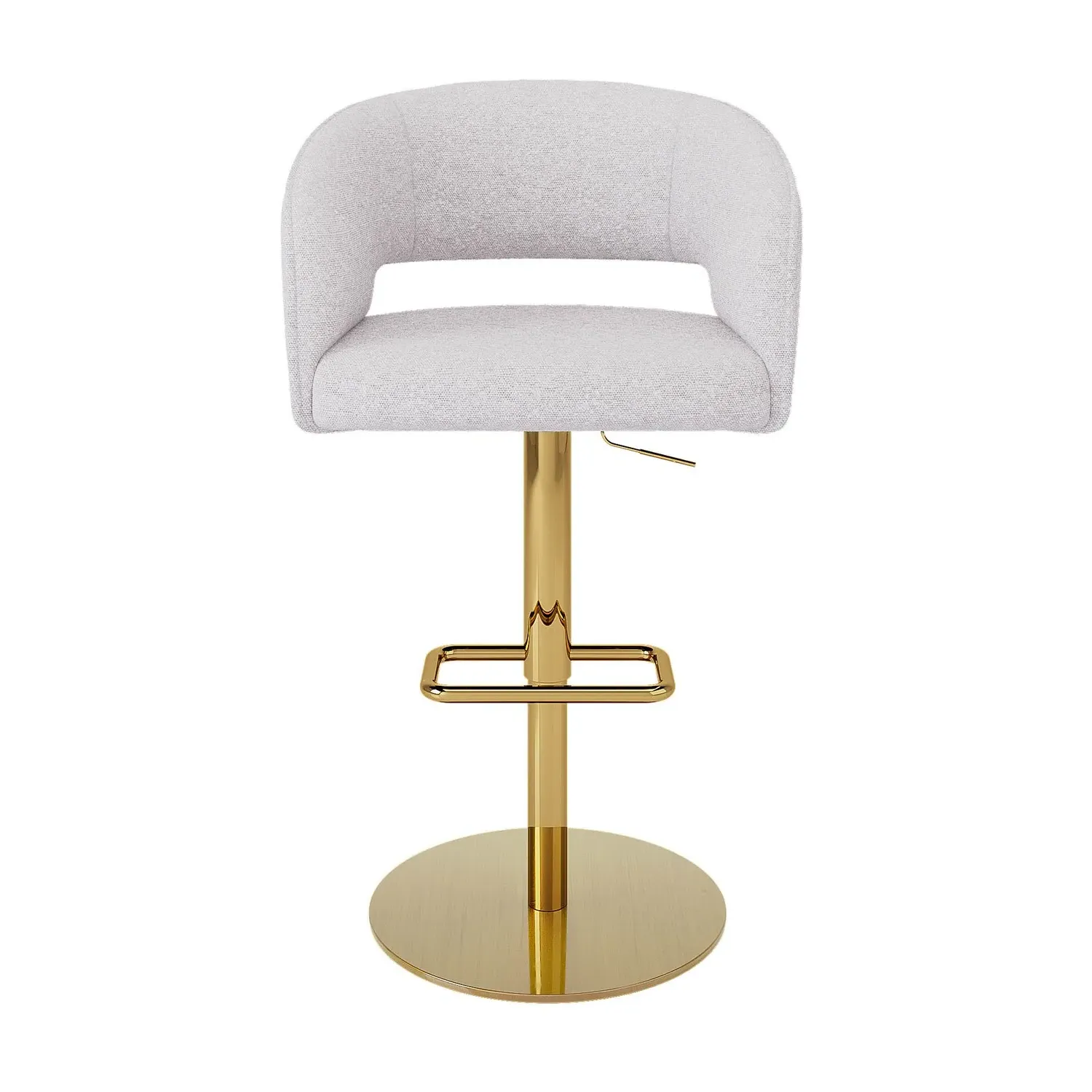 Curved Adjustable Swivel Bar Stool - Beige, Boucle