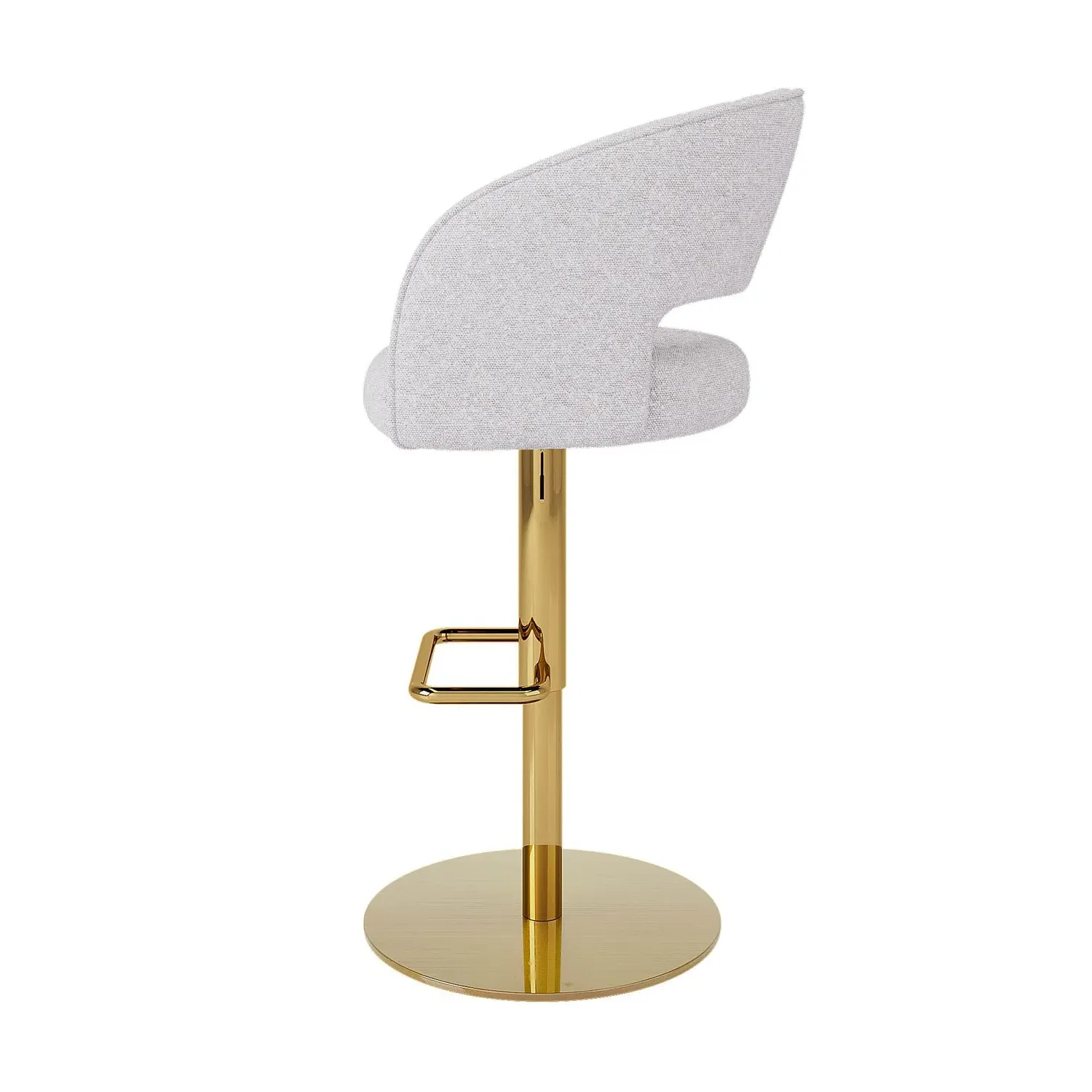 Curved Adjustable Swivel Bar Stool - Beige, Boucle