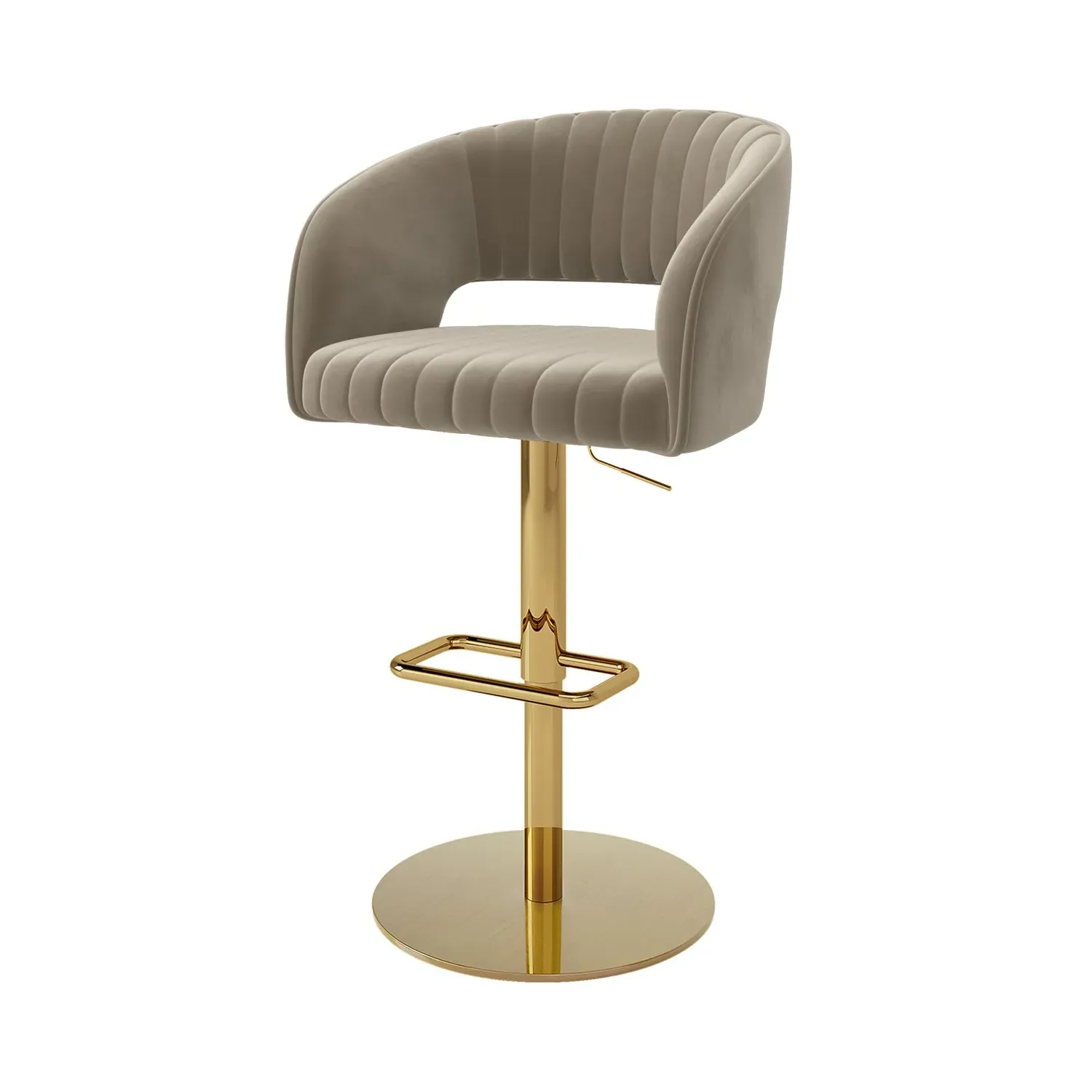 Curved Adjustable Swivel Bar Stool - Mink, Velvet