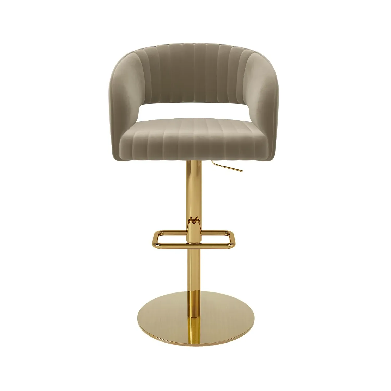 Curved Adjustable Swivel Bar Stool - Mink, Velvet