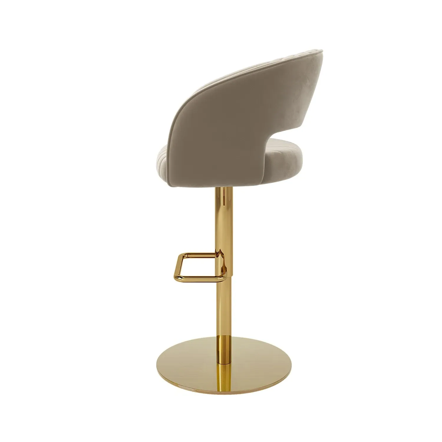 Curved Adjustable Swivel Bar Stool - Mink, Velvet