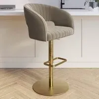 Curved Adjustable Swivel Bar Stool - Mink, Velvet