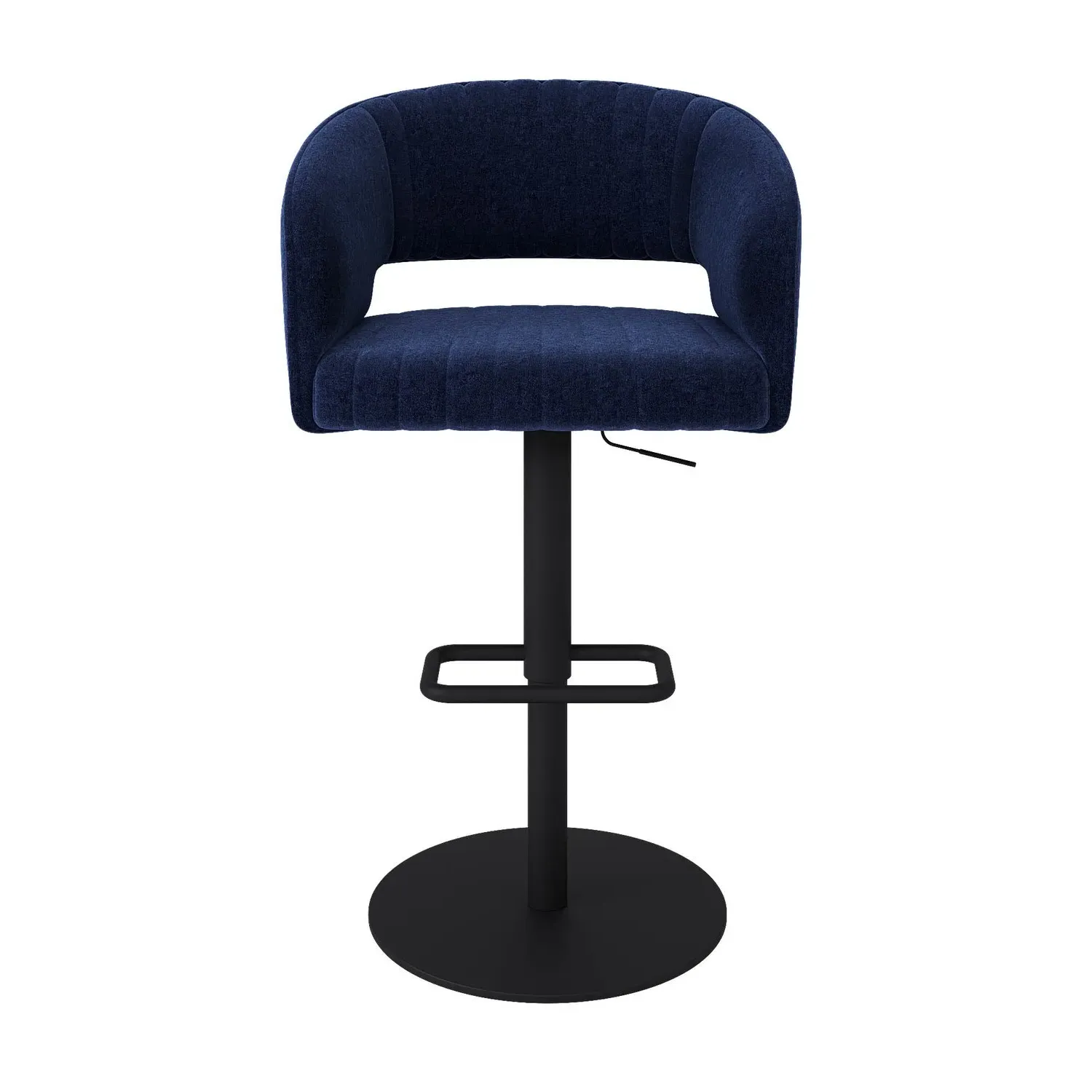 Curved Adjustable Swivel Bar Stool - Navy, Chenille