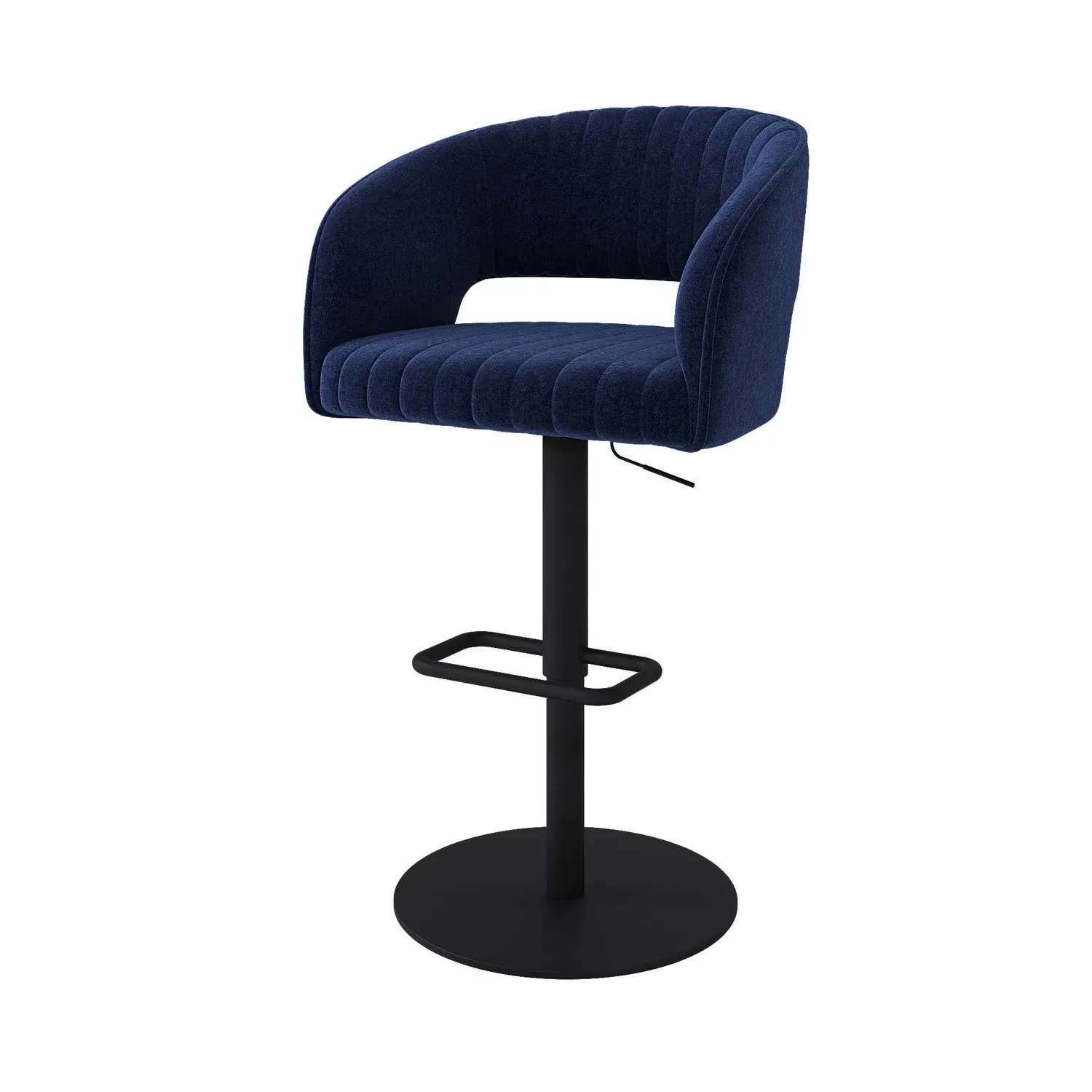 Curved Adjustable Swivel Bar Stool - Navy, Chenille