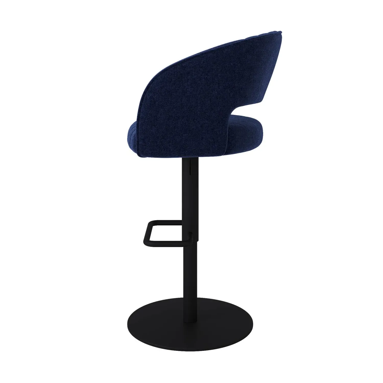 Curved Adjustable Swivel Bar Stool - Navy, Chenille