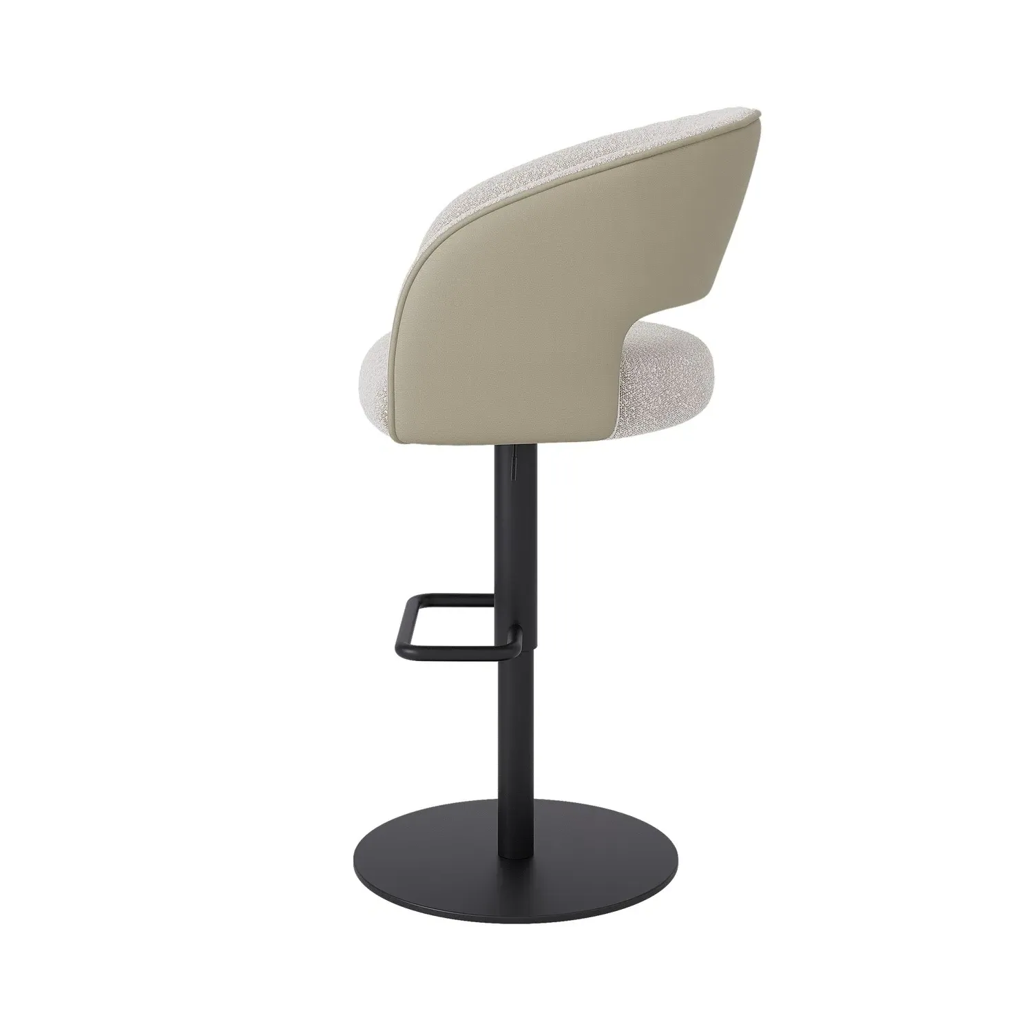 Set of 2 Swivel Bar Stools with Backs - Beige, Mixed Fabric