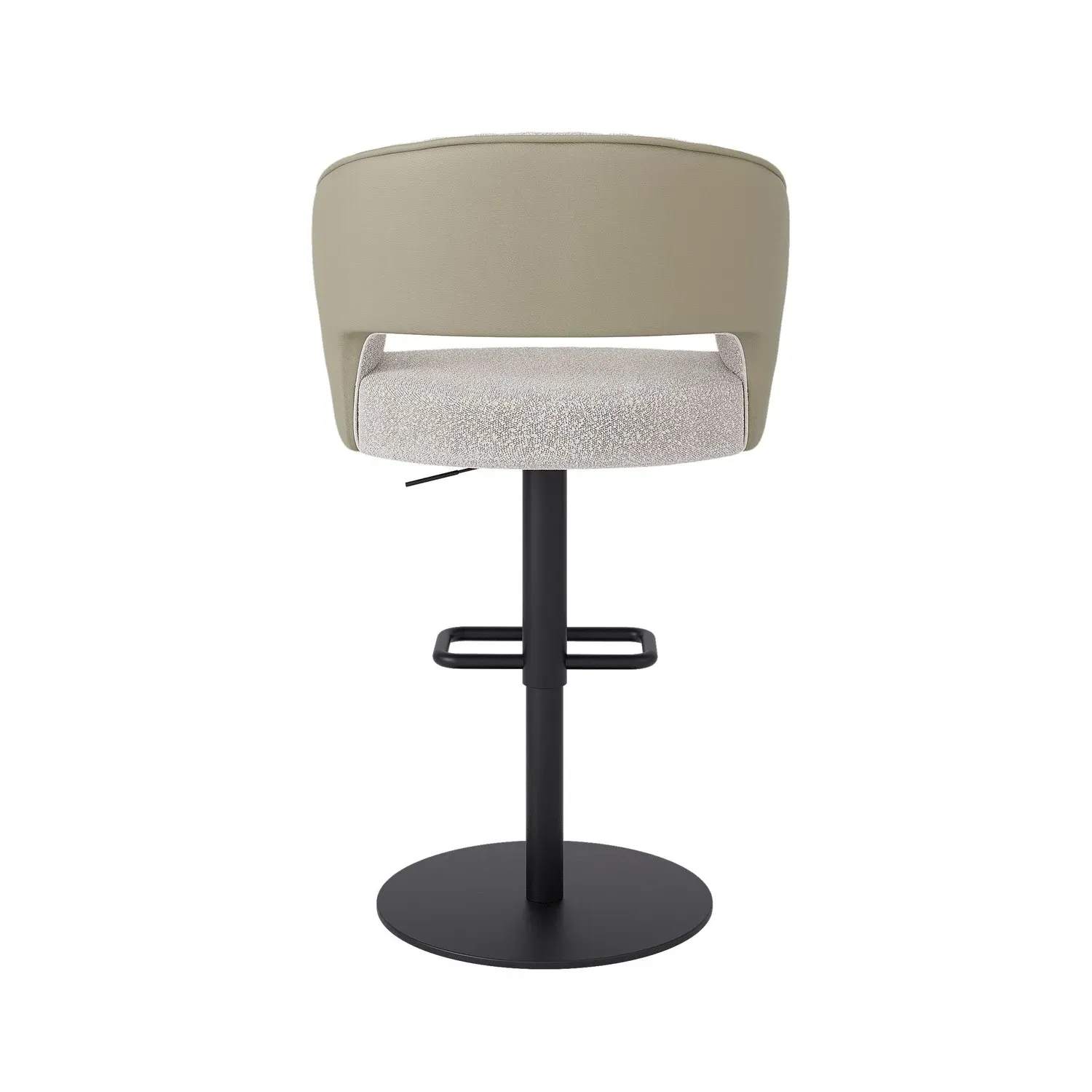 Set of 2 Swivel Bar Stools with Backs - Beige, Mixed Fabric