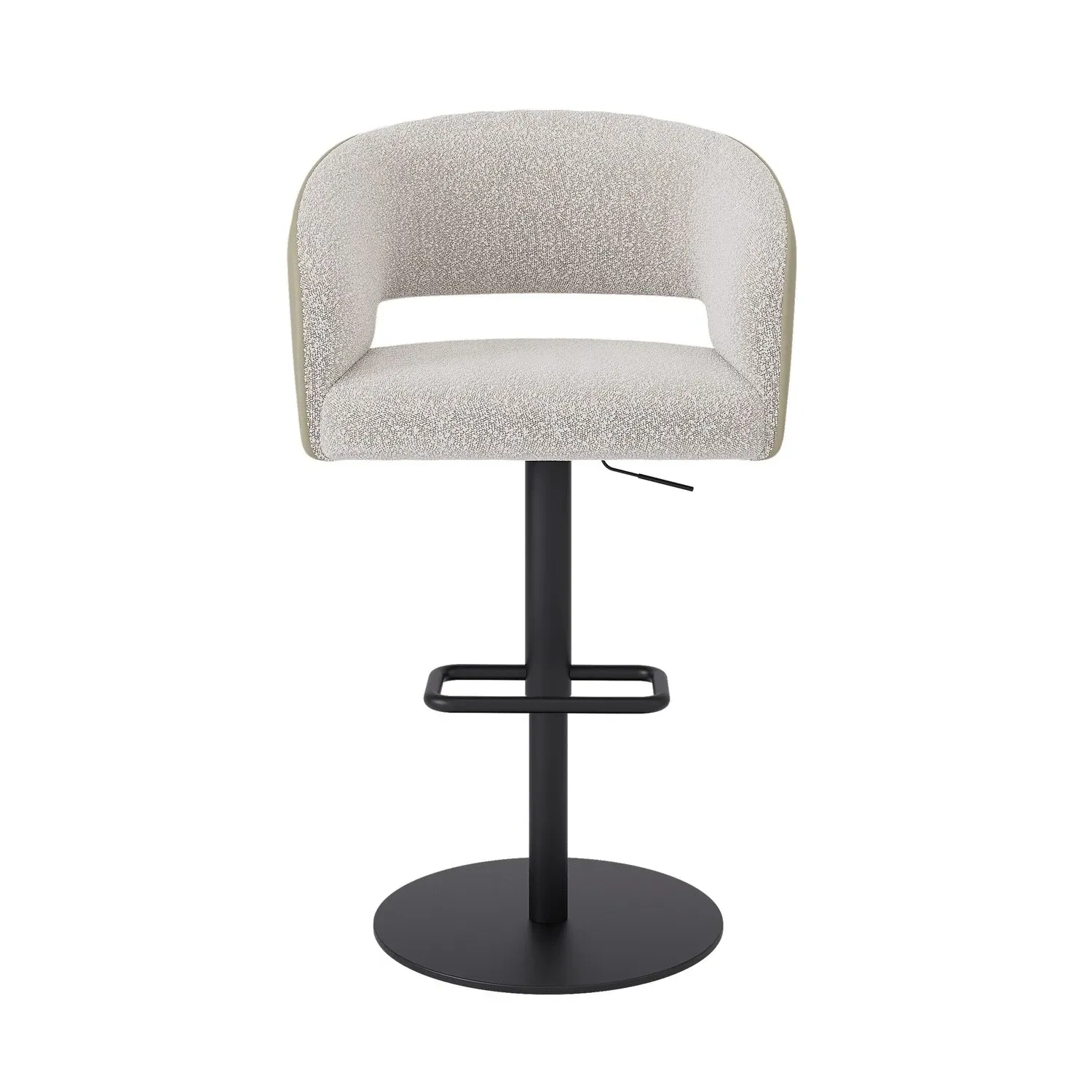 Set of 3 Swivel Bar Stools with Backs - Beige, Mixed Fabric