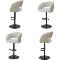 Set of 4 Swivel Bar Stools with Backs - Beige, Mixed Fabric