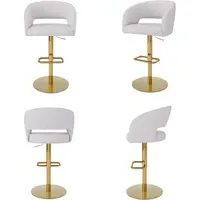 Set of 4 Swivel Barstools - Beige, Boucle