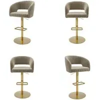 Set of 4 Swivel Barstools - Mink, Velvet