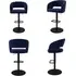 Set of 4 Swivel Barstools - Navy Blue, Chenille