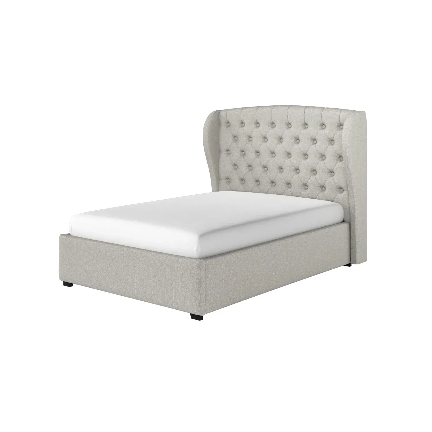 Double Ottoman Bed with Storage - Grey, Fabric