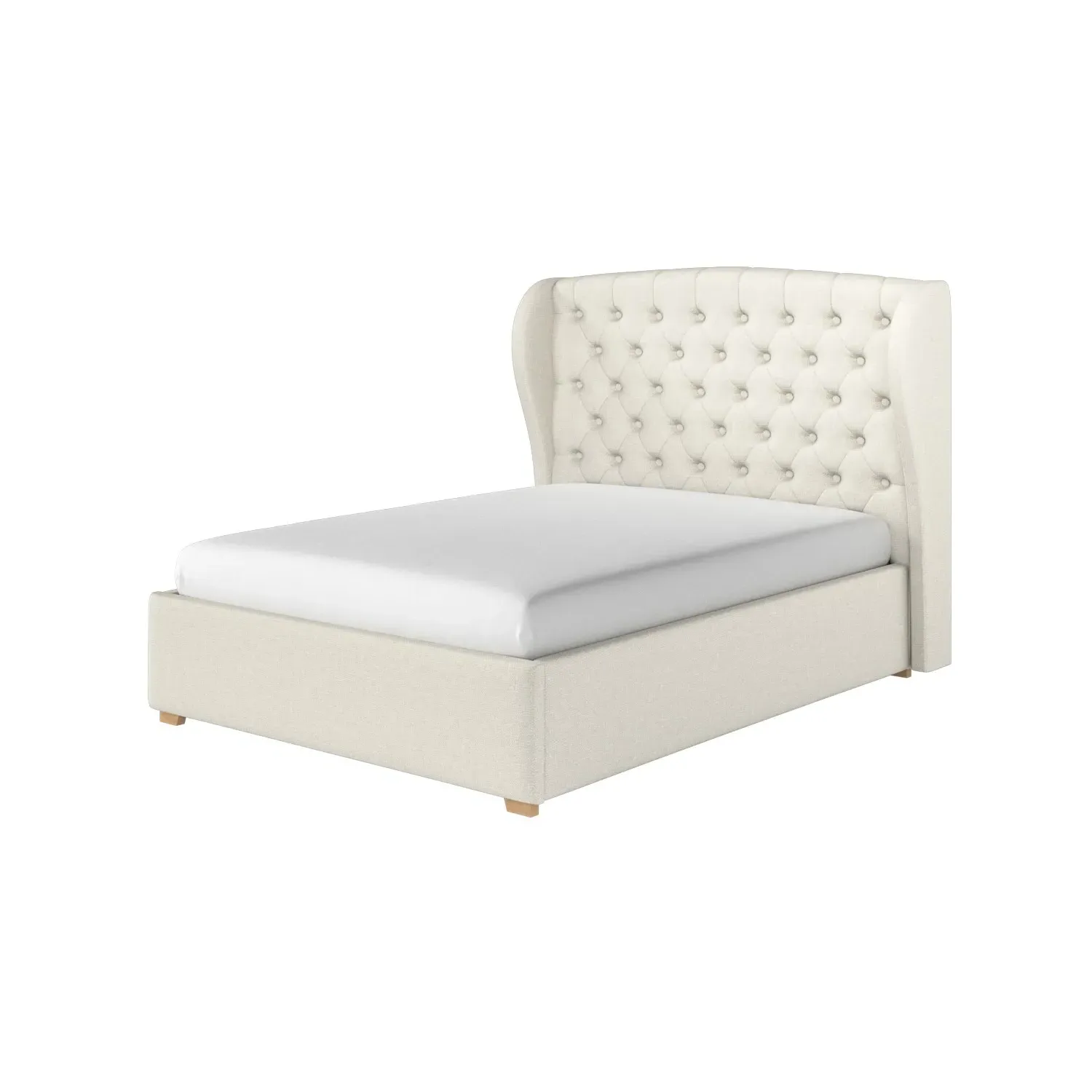 King Size Ottoman Bed with Storage - Cream, Fabric