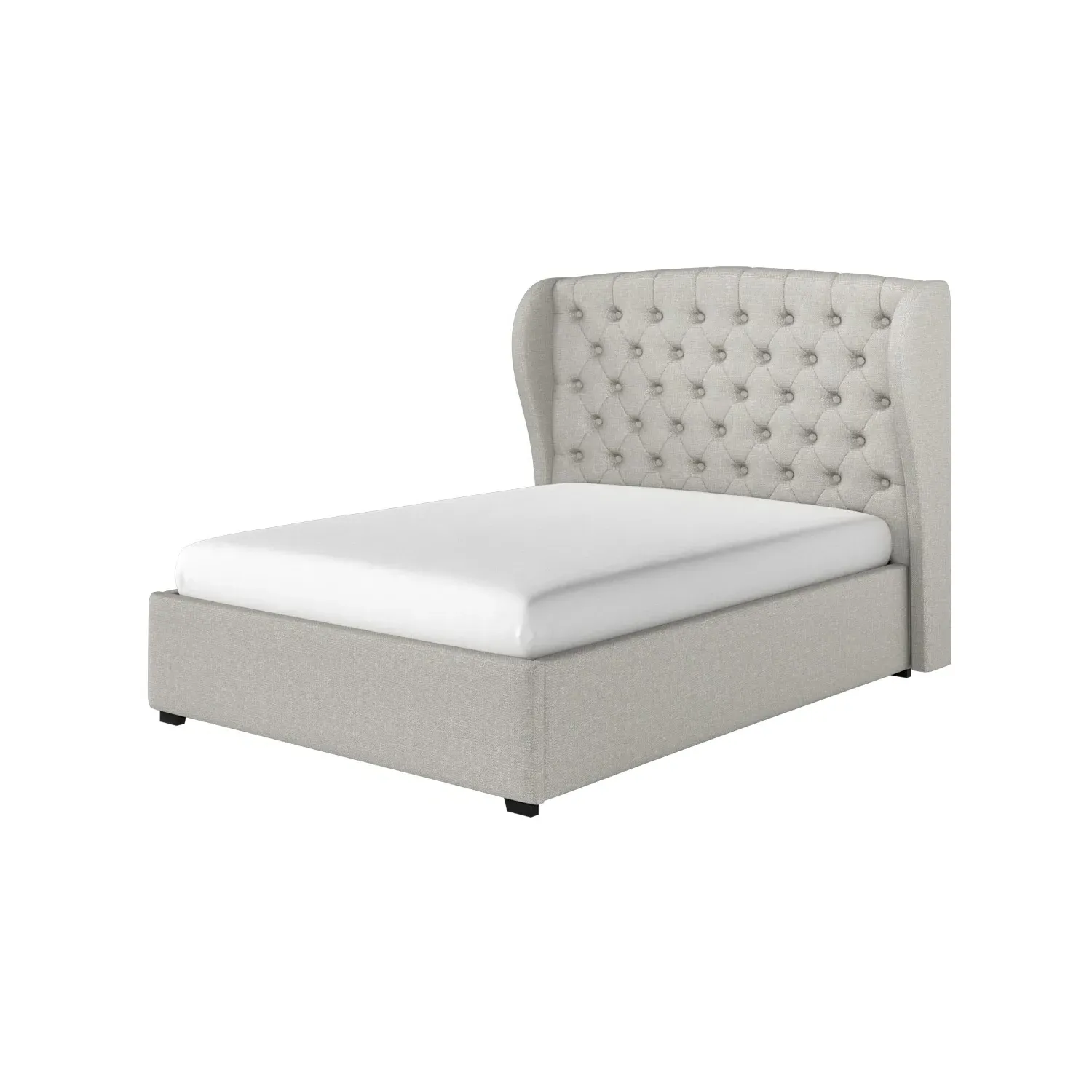 King Size Ottoman Bed with Storage - Grey, Fabric