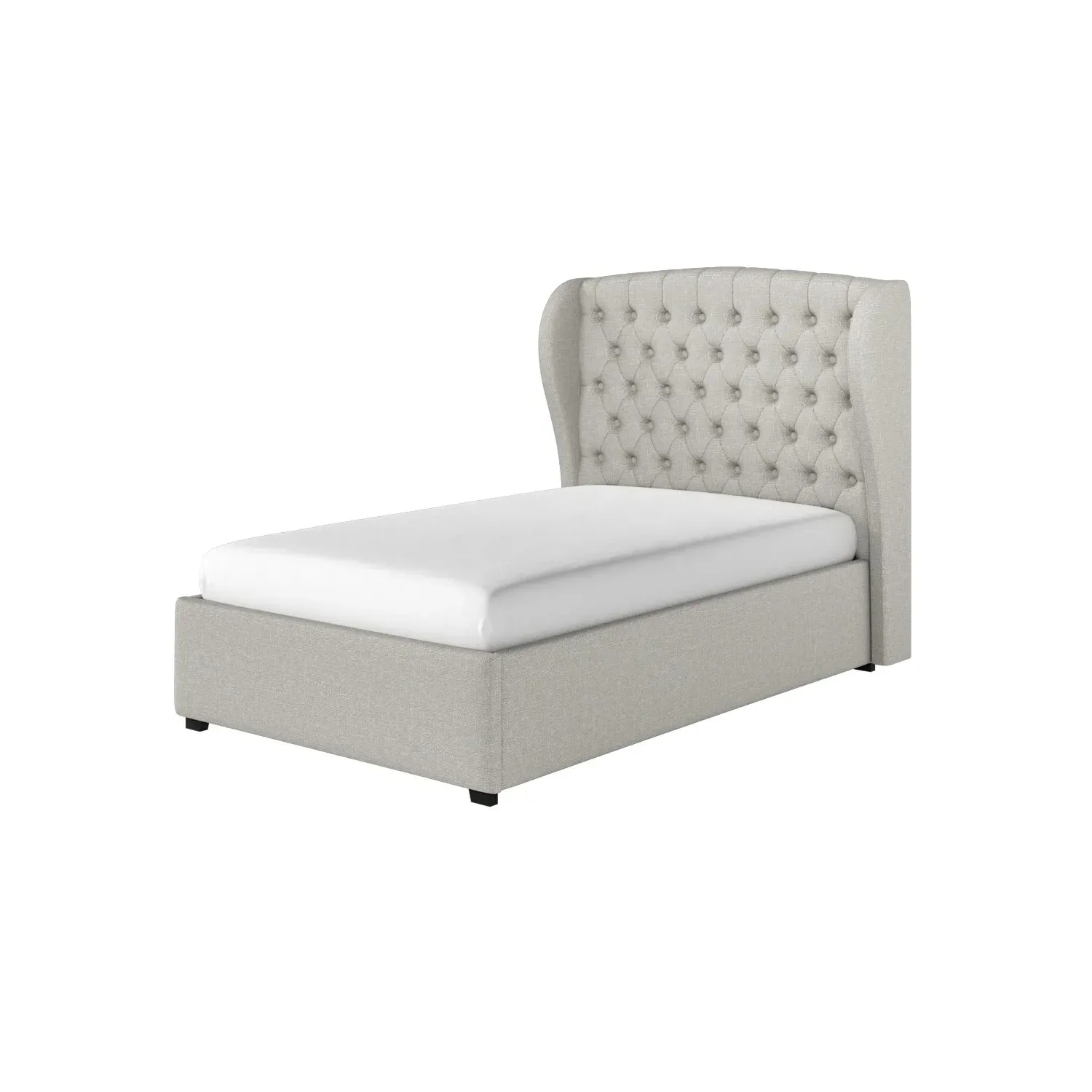 Small Double Ottoman Bed with Storage - Grey, Fabric