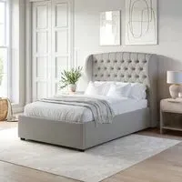 Small Double Ottoman Bed with Storage - Grey, Fabric