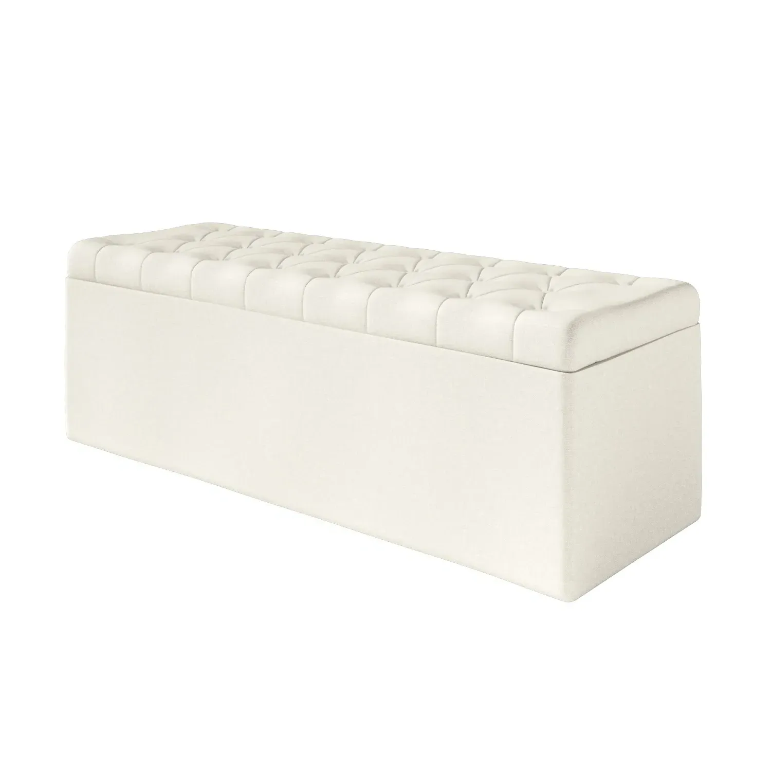 Storage Ottoman with Tufted Lid - Cream, Fabric