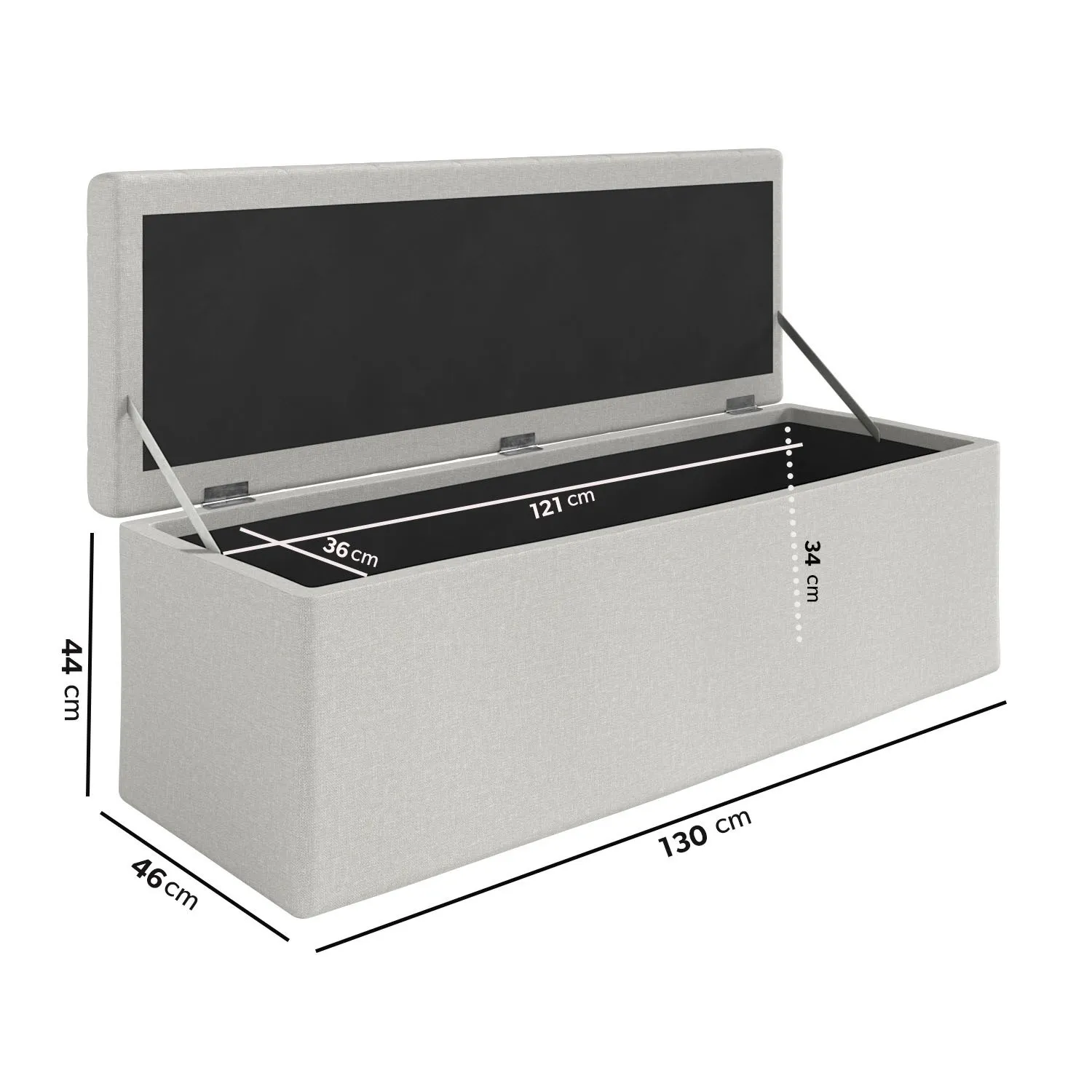 Storage Ottoman with Tufted Lid - Grey, Fabric