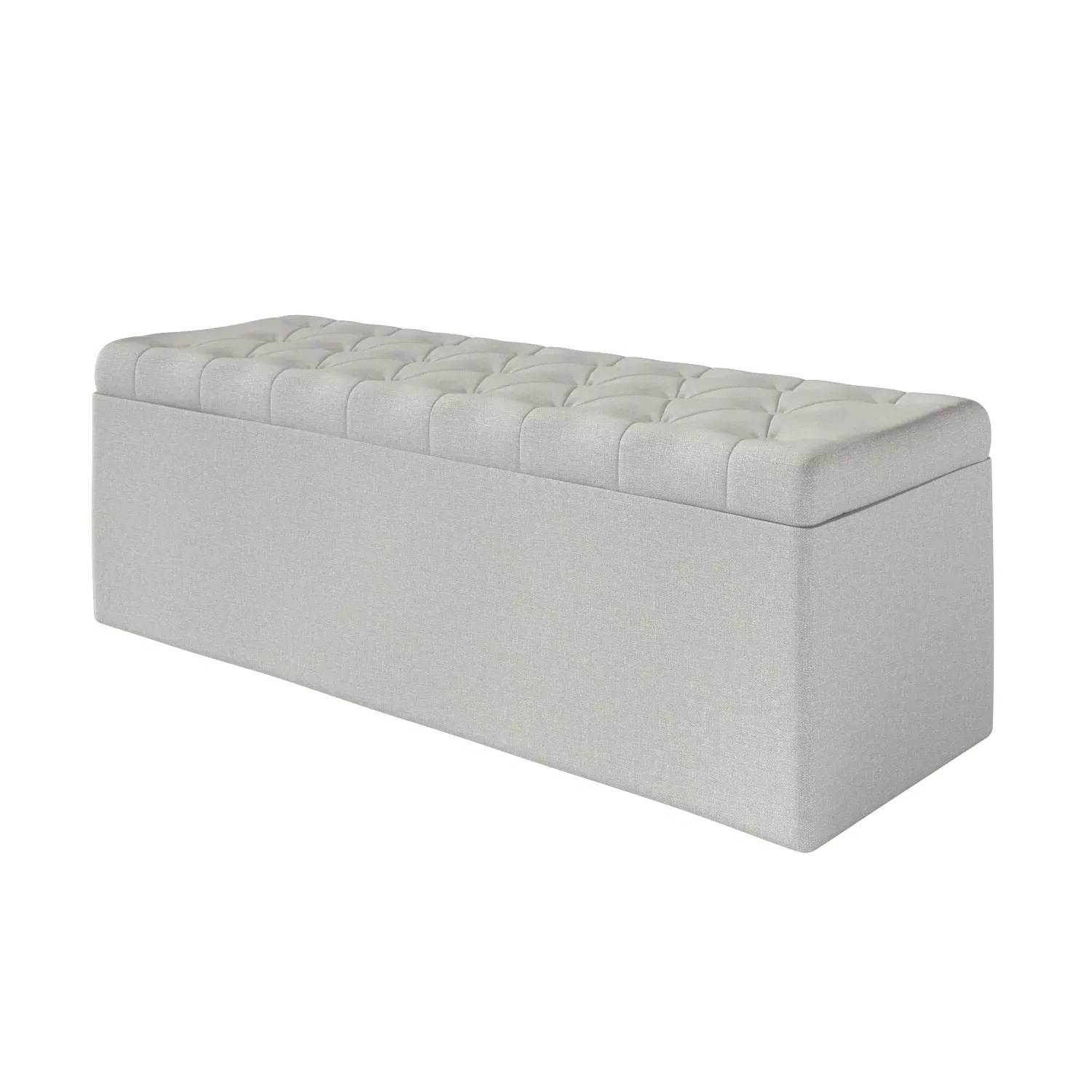Storage Ottoman with Tufted Lid - Grey, Fabric
